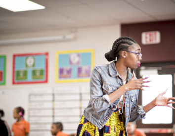 Teacher engaging in the classroom